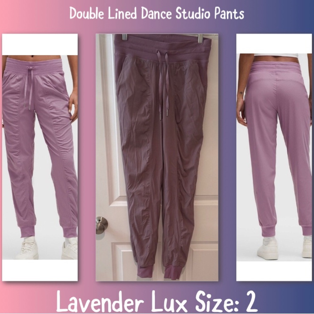 Lululemon LINED Like New Dance Studio Jogger Pants Lavender Lux Size 2 XS S